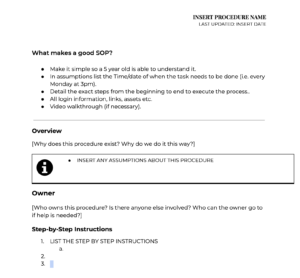 Standard Operating Procedure (SOP)